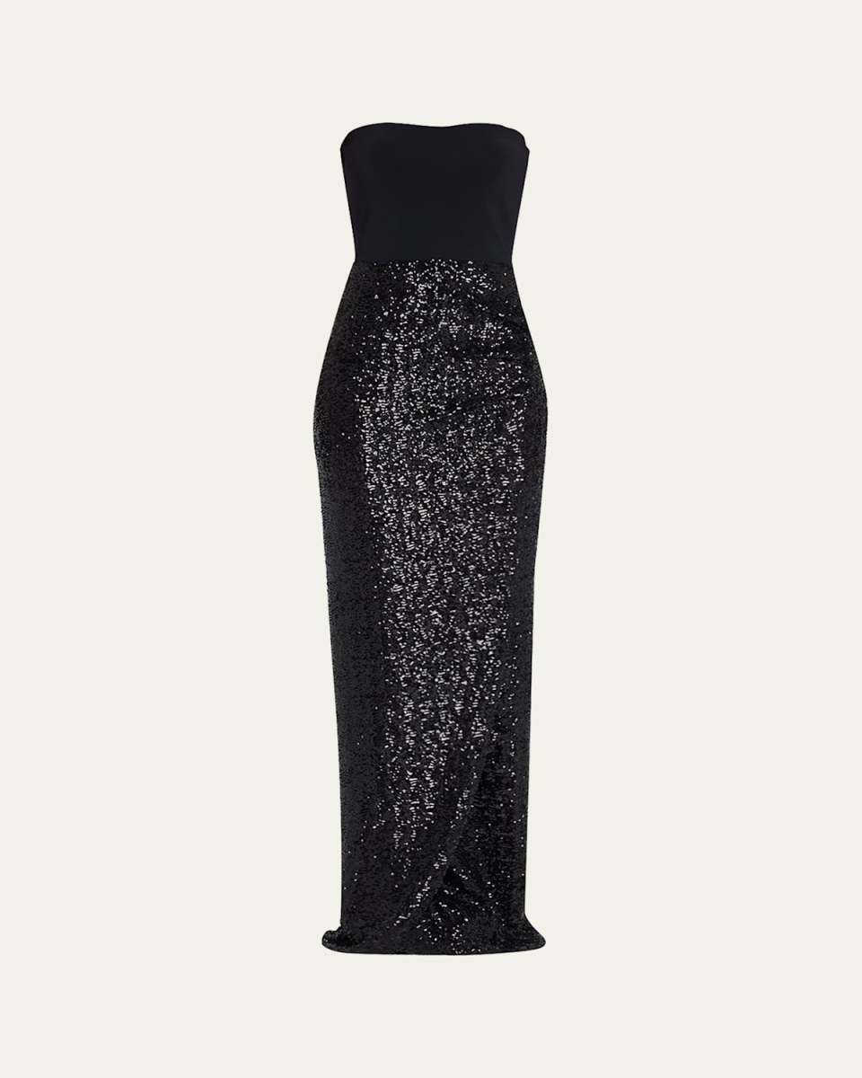 Baloc Strapless Sequin Column Gown